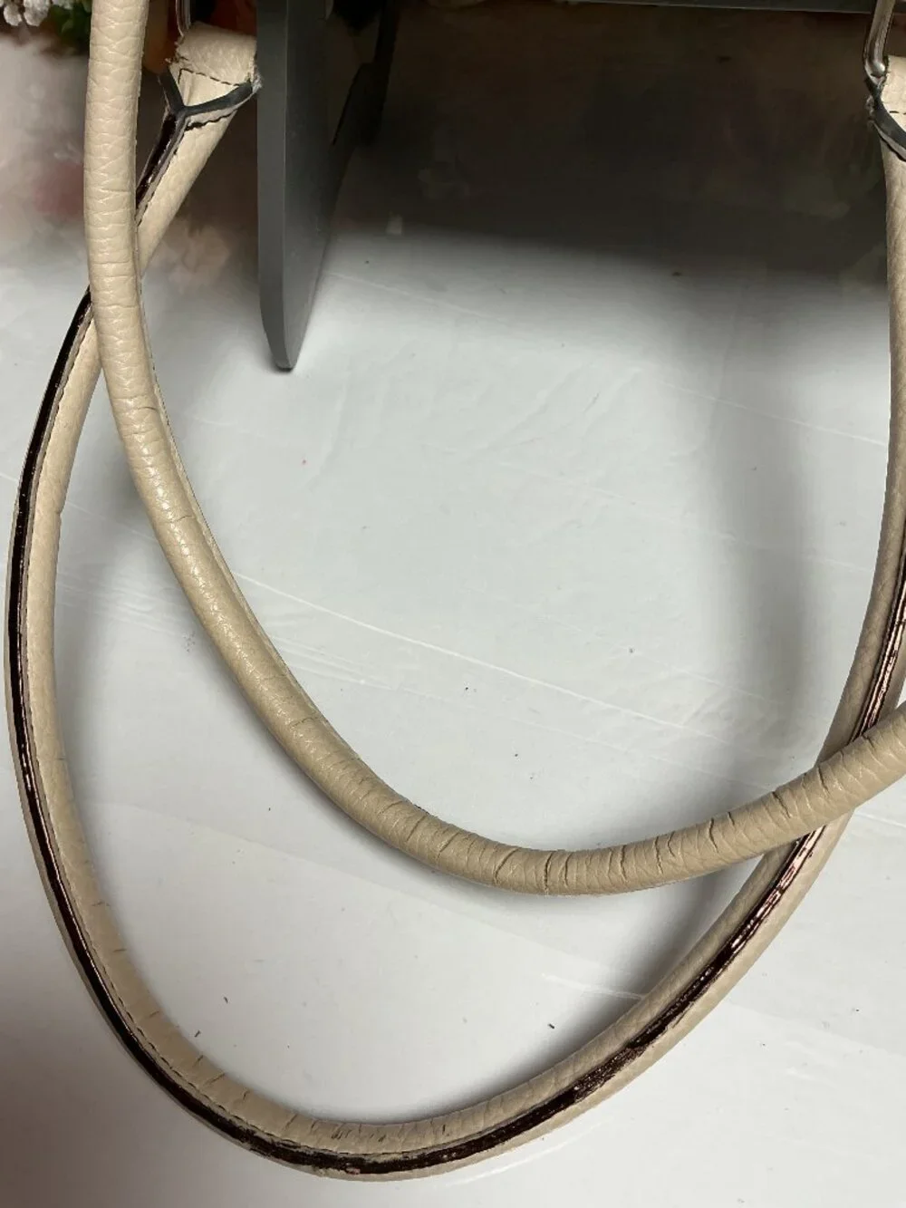 Wilsons Leather Cream Genuine Leather Tote Leopard Lining Shoulder Bag